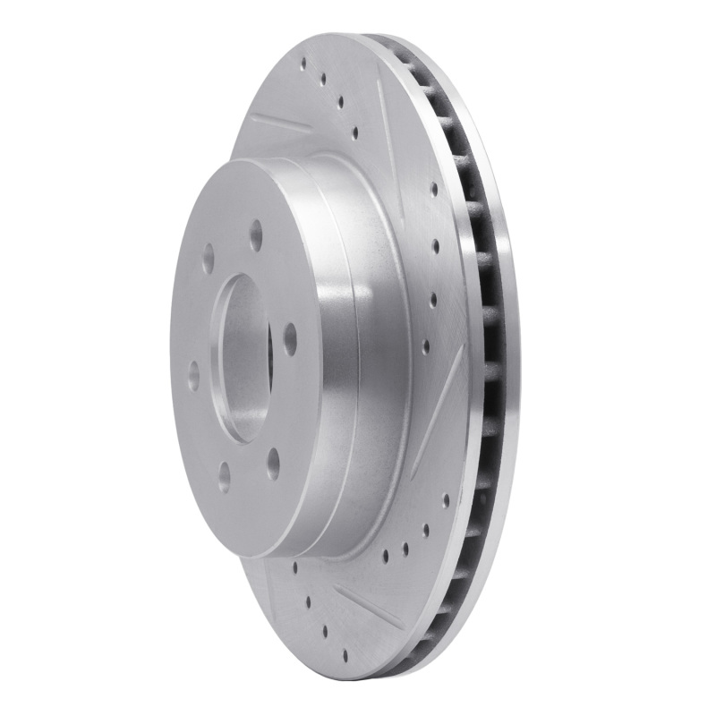 Dodge Dakota Brake Rotor (1) - Front Right - R1 Concepts - Drilled & Slotted - Silver - `97-`02